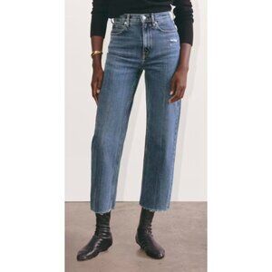 Everlane The Way-High Organic Cotton Straight Leg Distressed Jeans-sz 27 Long